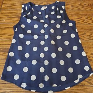 Pixley Curran navy polkadot top size small